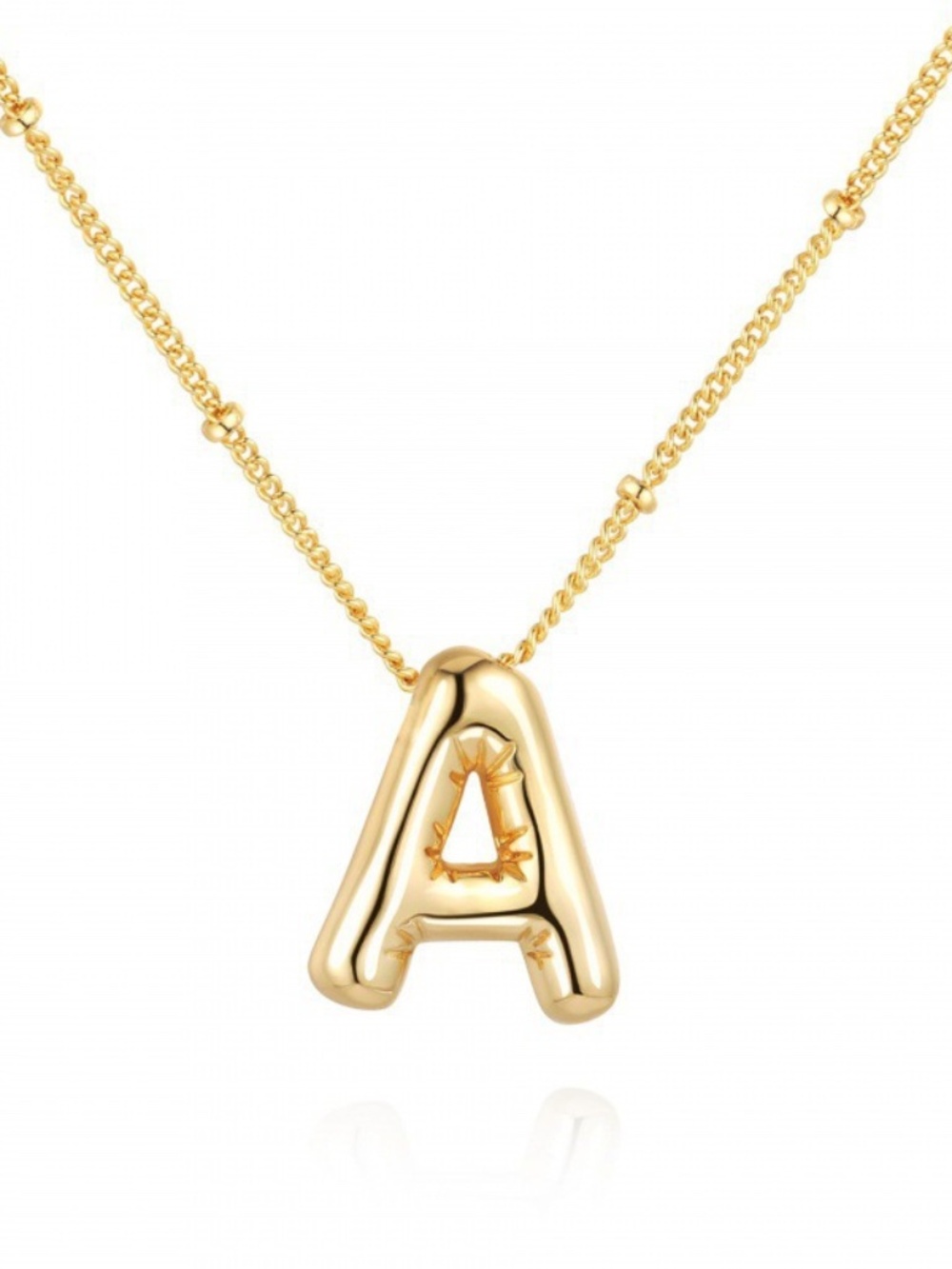 Gold Bubble Initial A Necklace Dainty Letter Necklace Balloon Alphabet Pendant